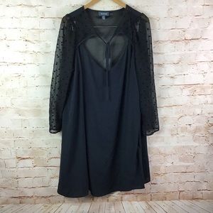 Modcloth After the Aria Shift Black Polka Dot Sleeves Plus Size 1X